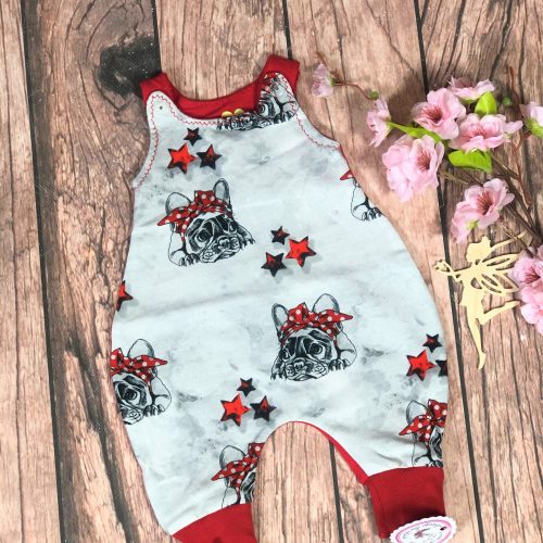 Strampler Baumwoll-Jersey grau Hunde Groesse 44