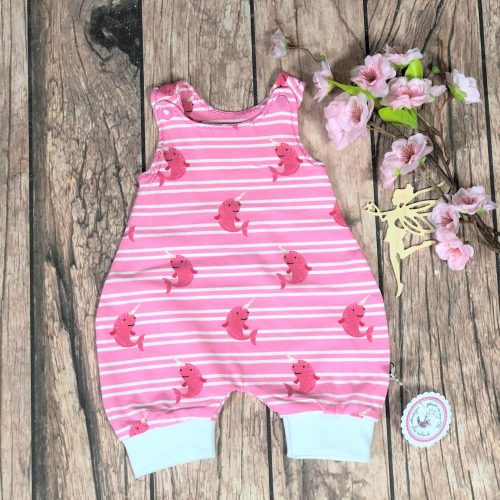 Strampler rosa Fische Streifen Groesse 44