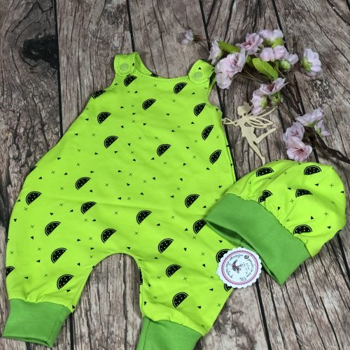 Strampler Muetze Baumwolljersey gruen, Groesse 44